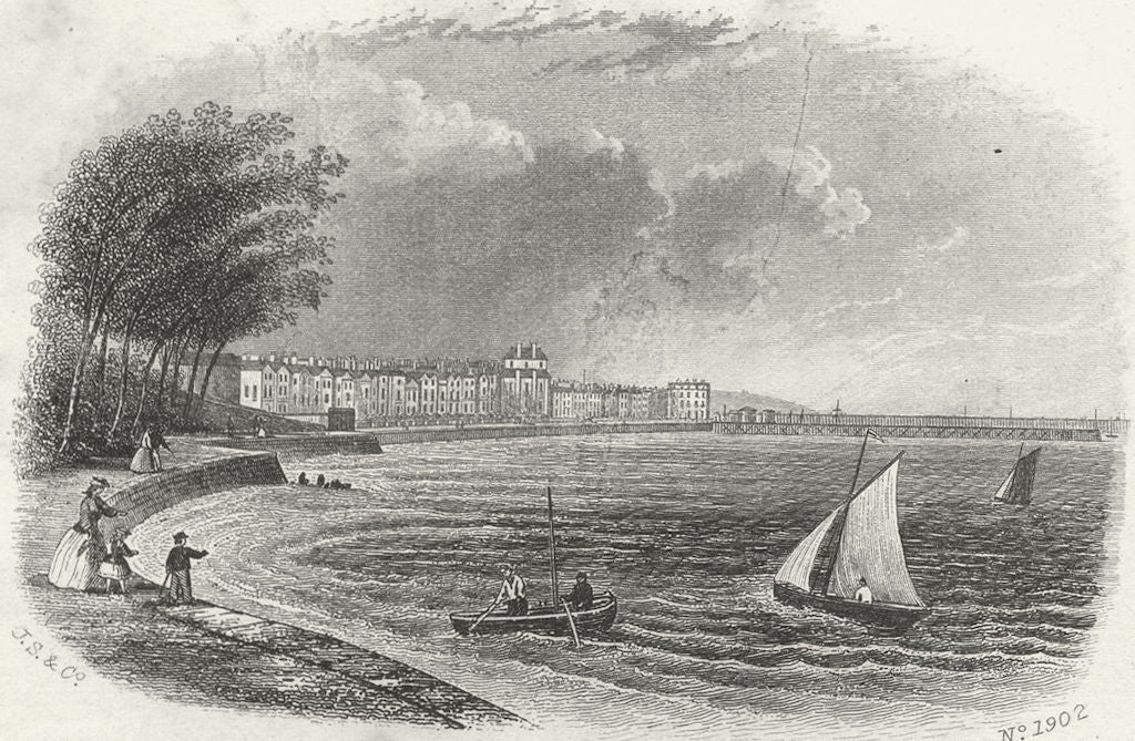 ISLE OF WIGHT. Ryde, from Appley Wood. IOW c1850 old antique print picture